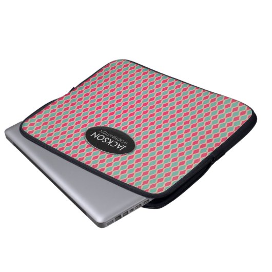 Retro Red Diamonds pattern Laptop Sleeve (Vorne Knopf)