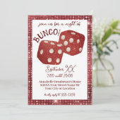 Retro Red Dice Bunco Night Einladung (Stehend Vorderseite)