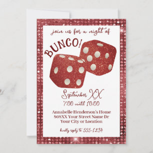Retro Red Dice Bunco Night Einladung