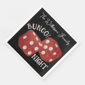 Retro Red Dice Bunco Night on Black Serviette (Ecke)