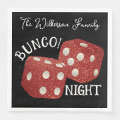 Retro Red Dice Bunco Night on Black Serviette (Vorderseite)