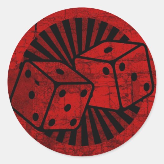 Retro Red Dice Runder Aufkleber (Vorderseite)
