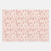 Retro Red Doodle Weihnachtswrapping Paper Geschenkpapier Set (Vorderseite 2)