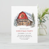 Retro Red Farm Barton Weihnachtsfeier Einladung (Stehend Vorderseite)