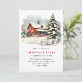 Retro Red Farm Barton Weihnachtsfeier Einladung (Stehend Vorderseite)