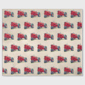 Retro Red Farm Traktor Geschenkpapier (Flach)