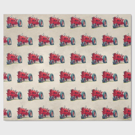 Retro Red Farm Traktor Geschenkpapier (Flach)