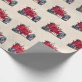 Retro Red Farm Traktor Geschenkpapier (Ecke)