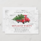 Retro Red Farm Truck Birch Weihnachtsfeier Einladung (Vorderseite)