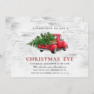 Retro Red Farm Truck Birch Weihnachtsfeiertag Aben Einladung