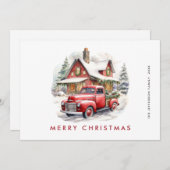 Retro Red Farm Truck Land Weihnachten Gruß (Vorne/Hinten)