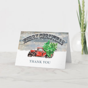 Retro Red Farm Truck Weihnachten Firmenfeiertag Dankeskarte