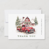 Retro Red Farm Truck Weihnachten Firmenfeiertag Dankeskarte (Vorderseite)