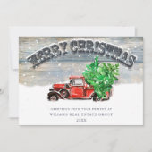 Retro Red Farm Truck Weihnachten Firmengrüße (Vorderseite)