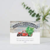 Retro Red Farm Truck Weihnachten Firmengrüße (Stehend Vorderseite)