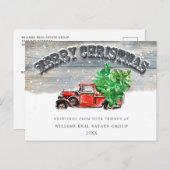 Retro Red Farm Truck Weihnachten Firmengrüße (Vorne/Hinten)