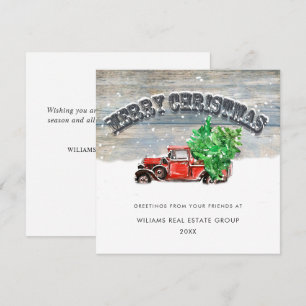 Retro Red Farm Truck Weihnachten Firmengrüße