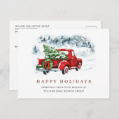 Retro Red Farm Truck Weihnachten Firmengrüße Postkarte (Vorne/Hinten)