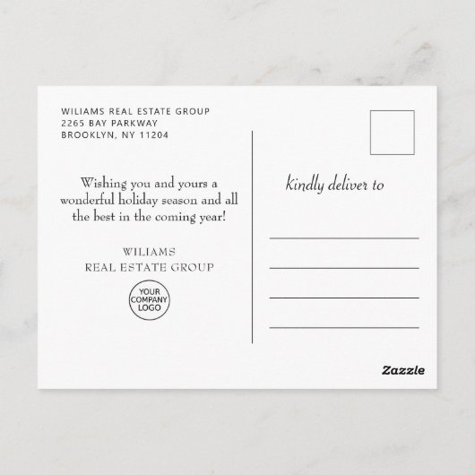 Retro Red Farm Truck Weihnachten Firmengrüße Postkarte (Rückseite)