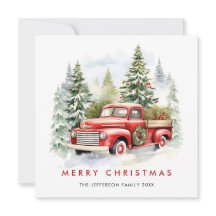 Retro Red Farm Truck Weihnachtsbaum Gruß