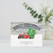 Retro Red Farm Truck Weihnachtsfeiertag Postkarte (Stehend Vorderseite)