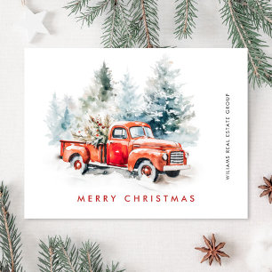 Retro Red Farm Truck Weihnachtsgrüße Unternehmen Postkarte