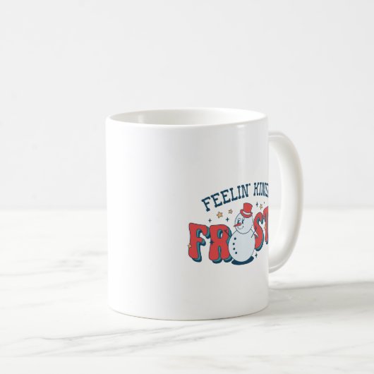 Retro Red Feelin' Kinda Frosty Funny Snowman Kaffeetasse (VorderseiteRechts)