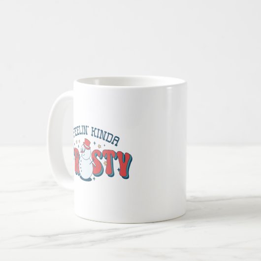 Retro Red Feelin' Kinda Frosty Funny Snowman Kaffeetasse (Vorderseite Links)