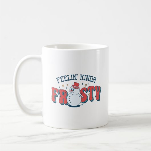 Retro Red Feelin' Kinda Frosty Funny Snowman Kaffeetasse (Links)