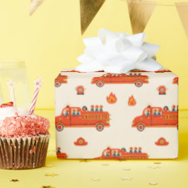 Retro Red Firetruck Geschenkpapier