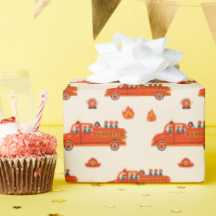 Retro Red Firetruck Geschenkpapier