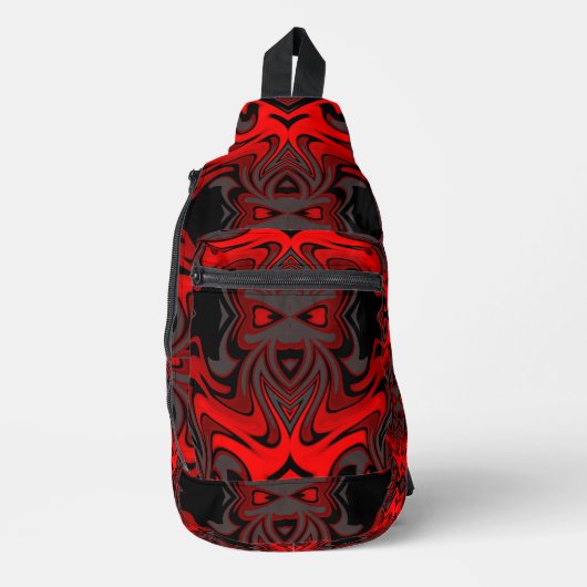 Retro Red Flames Crossbody Bag (Vorderseite)