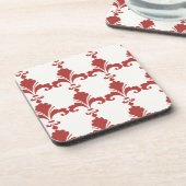 Retro Red Fleur-De-Lis-Muster Untersetzer (Linke Seite)