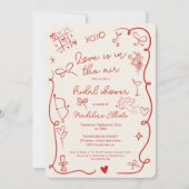 Retro Red Galentine Love in the air bridal shower Einladung (Vorderseite)