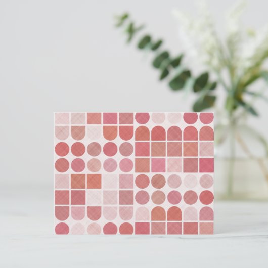 Retro Red Geometric Muster Postkarte (Stehend Vorderseite)