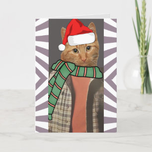 RETRO RED GINGER CAT FUNNY CHRISTMAS CARDS DER 197 FEIERTAGSKARTE