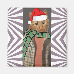 RETRO RED GINGER CAT FUNNY CHRISTMAS MAGNET DER 19