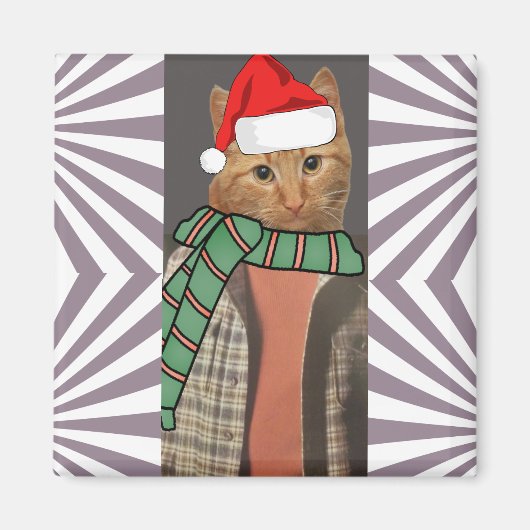 RETRO RED GINGER CAT FUNNY CHRISTMAS MAGNET DER 19 (Vorne)