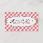 Retro Red Gingham Cleaner Reinigung Lady Service Visitenkarte (Rückseite)