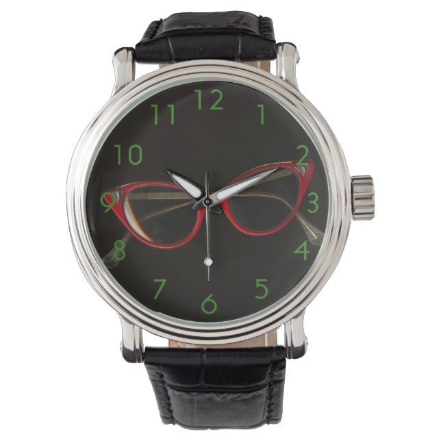 Retro Red Glasses Watch Armbanduhr (Vorderseite)