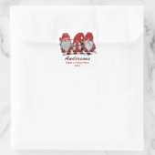 Retro Red Gnomes Weihnachten Karierter Urlaub Quadratischer Aufkleber (Tasche)