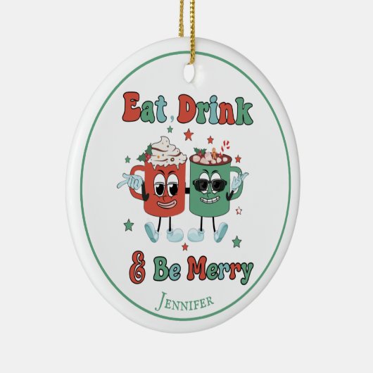 Retro Red Green Cartoon Dancing Keramik Ornament (Rechts)