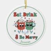 Retro Red Green Cartoon Dancing Keramik Ornament (Vorne)