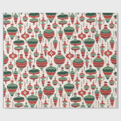 Retro Red Green Christmas Bauble Dekorationen Geschenkpapier (Flach)