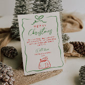 Retro Red Green Hand Gezeichnet frohe Weihnachten