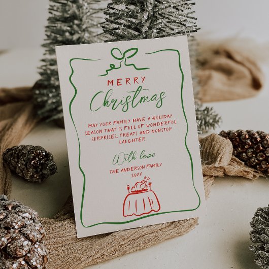 Retro Red Green Hand Gezeichnet frohe Weihnachten