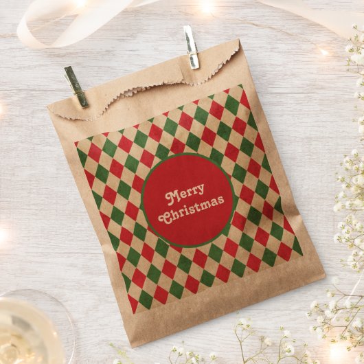 Retro Red Green Harlequin Geschenktütchen (Ausgeschnitten)