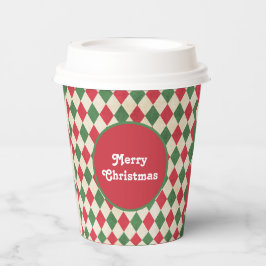 Retro Red Green Harlequin Pappbecher