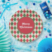 Retro Red Green Harlequin Pappteller (Party)