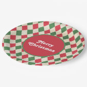 Retro Red Green Harlequin Pappteller (Schrägansicht)